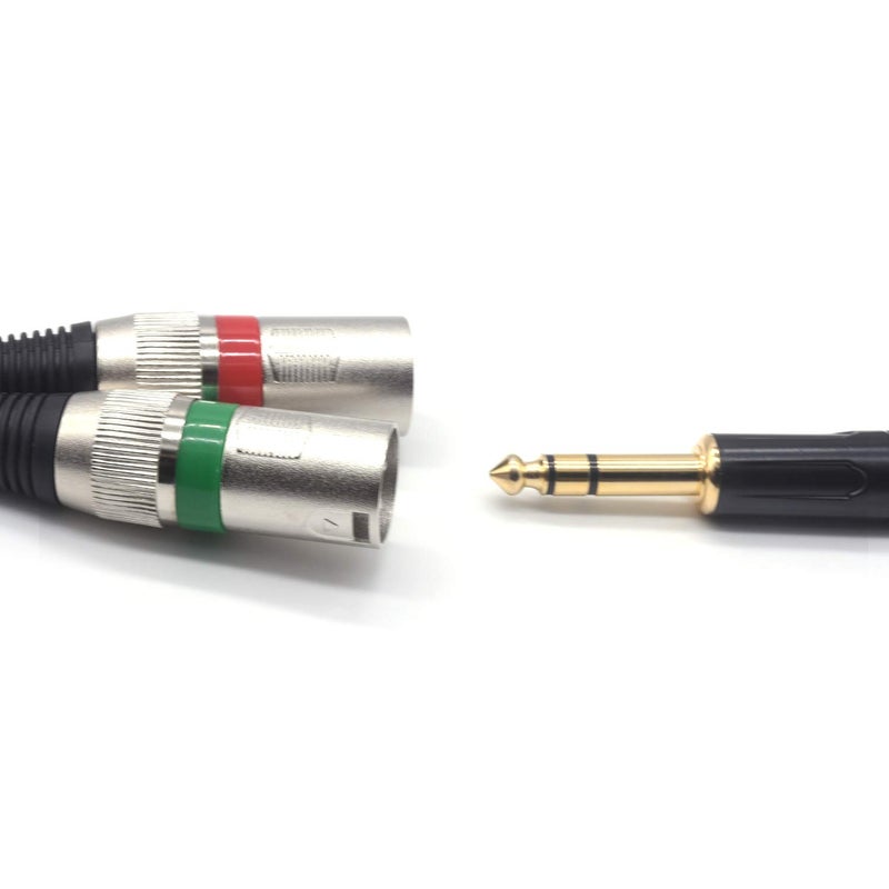 SiYear كابل ميكروفون سي يير 10 قدم 6.35 مم (1/4 بوصة) موصل TRS ذكر إلى 2 موصل XLR ذكر ستيريو غير متوازن مقسم Y (3 م) - Image 3